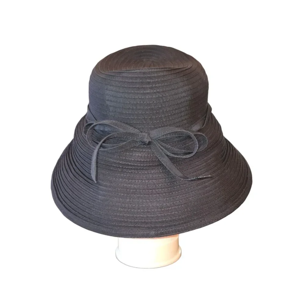 Eric Javits VTG Black Squishee Sun Hat Packable SPF 50+ Repells Water Twist Band - Picture 6 of 13